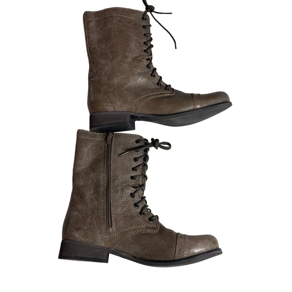 Steve Madden Troopa Leather Lace Up Combat Boots Brown Women's Size 8M - Picture 4 of 8